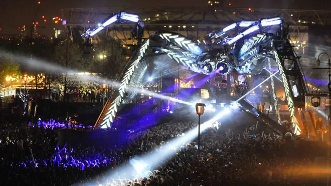 The 50 tonne Arcadia Spider at Arcadia's 10th Anniversary Metamorphosis show at Queen Elizabeth Park on May 5, 2018