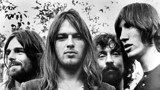 Pink Floyd at the time of recording the classic Dark Side Of The Moon album in 1973: Rick Wright, Dave Gilmour, Nick Mason and Roger Waters