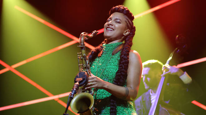 Nubya Garcia onstage during the Hyundai Mercury Music Prize 2021