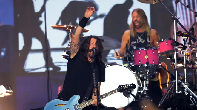 Foo Fighters performing onstage during the 2021 MTV Video Music Awards