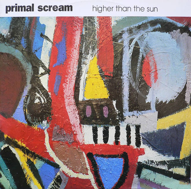 The cover for Primal Scream's Higher Than The Sun single, with artwork by Paul Cannell