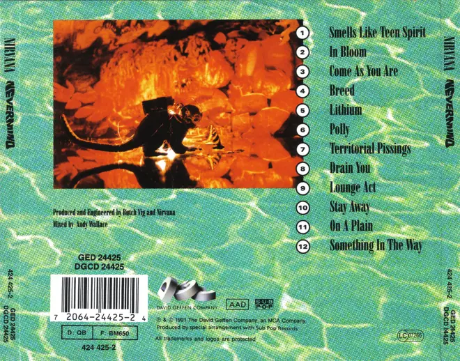 The back cover of Nirvana's Nevermind album