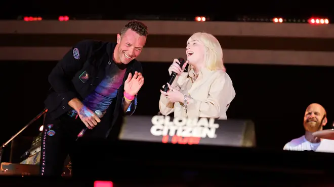 Billie Eilish and her brother Finneas joined Coldplay to perform 'Fix You' at Global Citizen Live in New York on 25th September 2021. (Photo: Theo Wargo/Getty Images for Global Citizen)