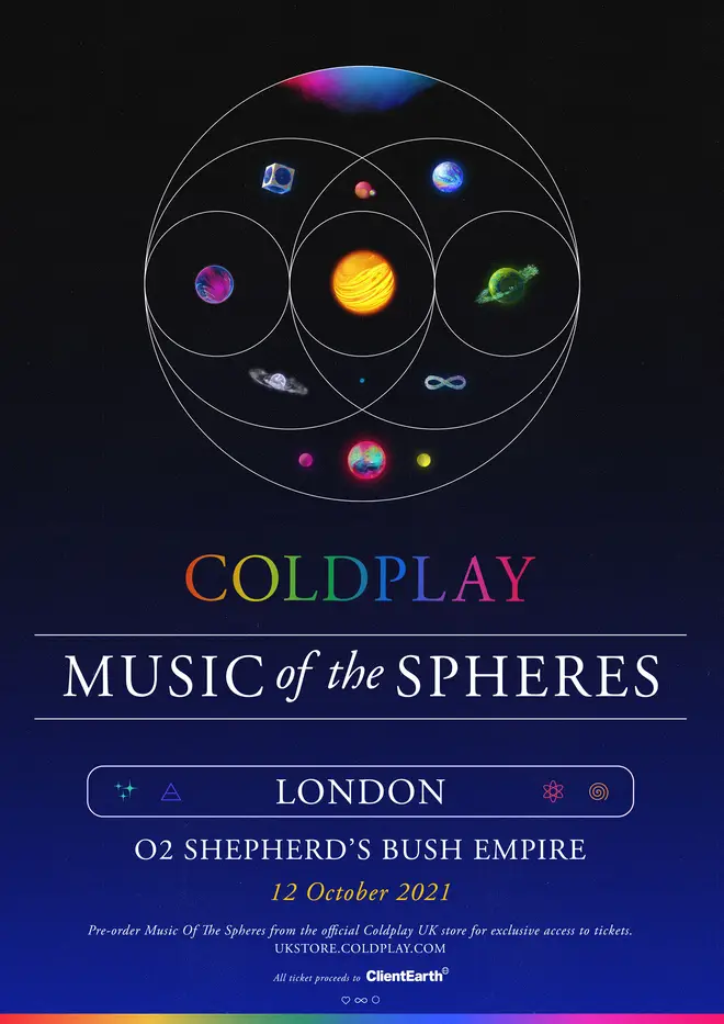 Coldplay will play the O2 Shepherd's Bush Empire on 12 October