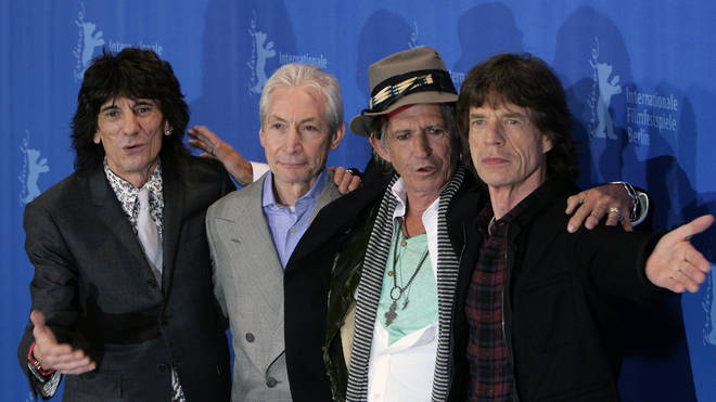 The Rolling Stones with the late Charlie Watts: Ronnie Wood, Charlie, Keith Richards and Mick Jagger