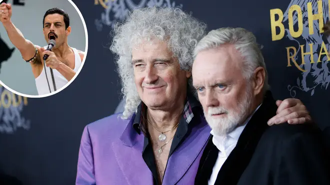 Rami Malek as Freddie Mercury and Brian May and Roger Taylor