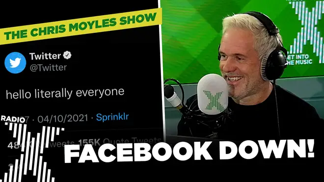 Chris Moyles reads out the Twitter banter during Facebook's outage