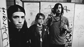 Nirvana's Dace Grohl, Kurt Cobain and Krist Novoselic in Frankfurt in 1991