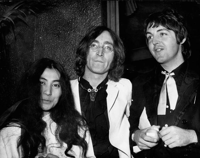 Yoko Ono, John Lennon and Paul McCartney at the premiere of Yellow Submarine in July 1968