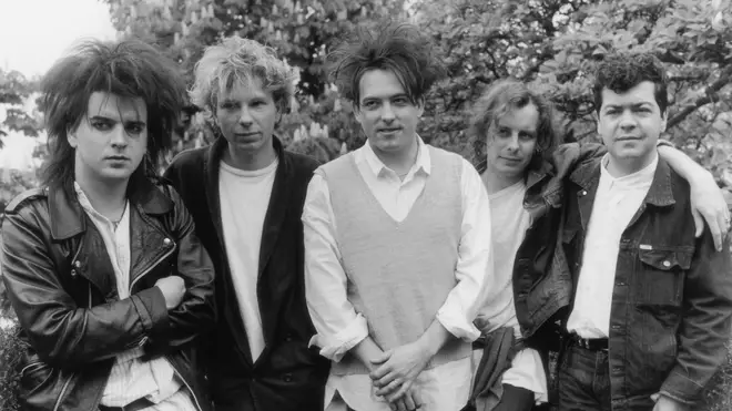 The Cure in May 1987 with Simon Gallup far left