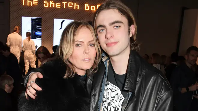 Lennon Gallagher and his mother Patsy Kensit attend 'Hermes: Step Into The Frame' at Nine Elms in March, 2019