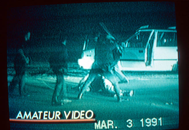 A horrifying screenshot from the LAPD attack on Rodney King, 3 March 1991.
