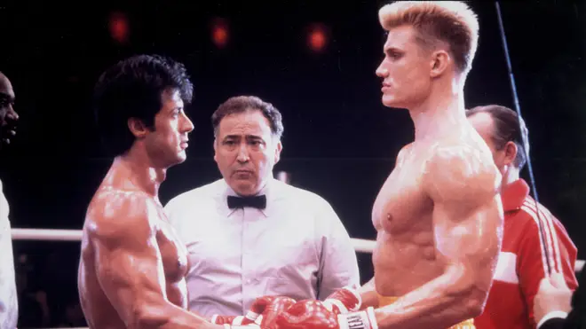 Sylvester Stallone and Dolph Lundgren square off in Rocky IV (1985)