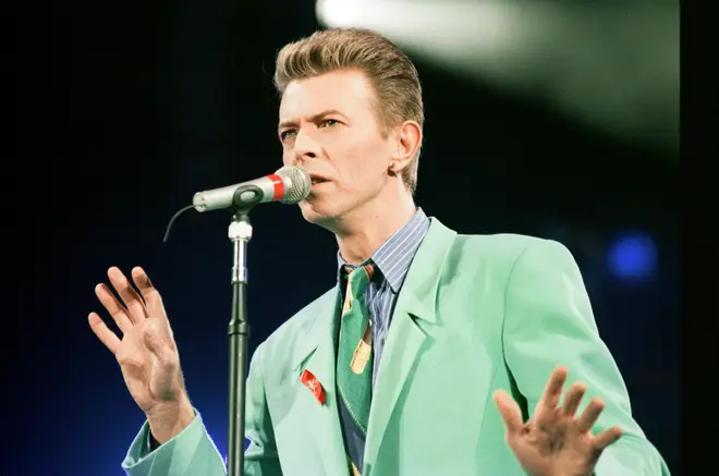 David Bowie performing at the Freddie Mercury Tribute Concert for AIDS Awareness, at Wembley Stadium, April 1992