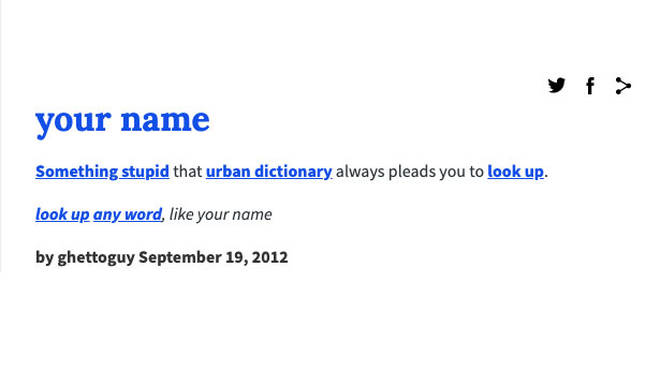 Dictionary name Name Definition