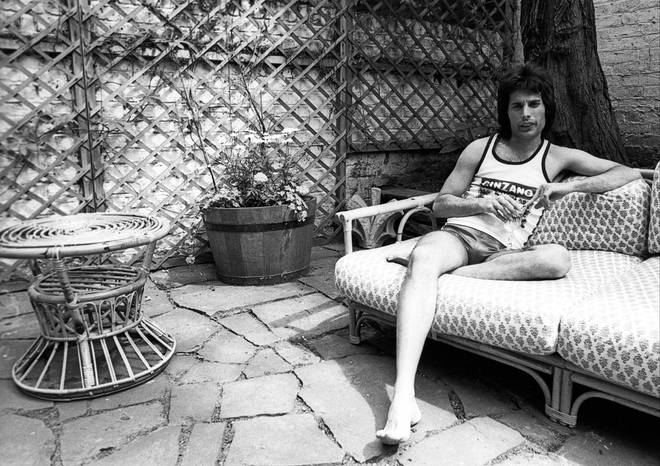 Freddie Mercury at home in London, 1975