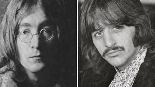 John Lennon and Ringo Starr in October 1968, as they appeared on the cover of "The White Album"