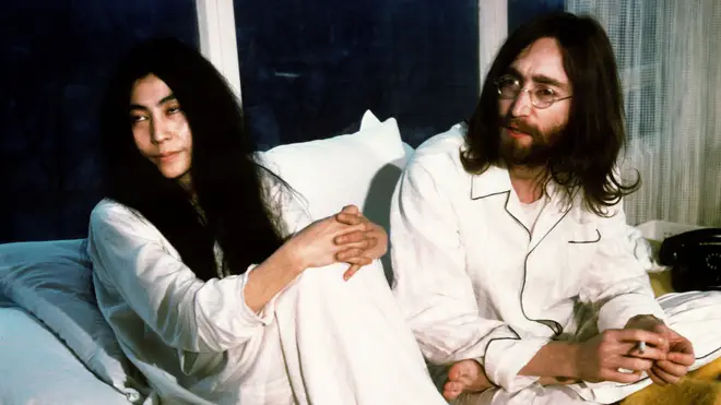 John and Yoko during their week long Bed in for peace at Queen Elizabeth Hotel Montreal May 1969