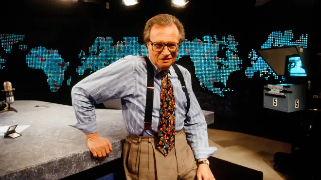 Larry King on the set of his US talk show, 1994