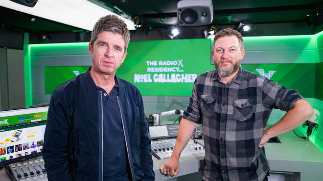 Noel Gallagher and Matt Morgan in the Radio X studio