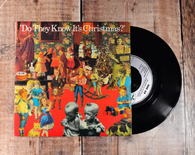 The cover of the original Band Aid single, Do They Know It's Christmas?, designed by Sir Peter Blake