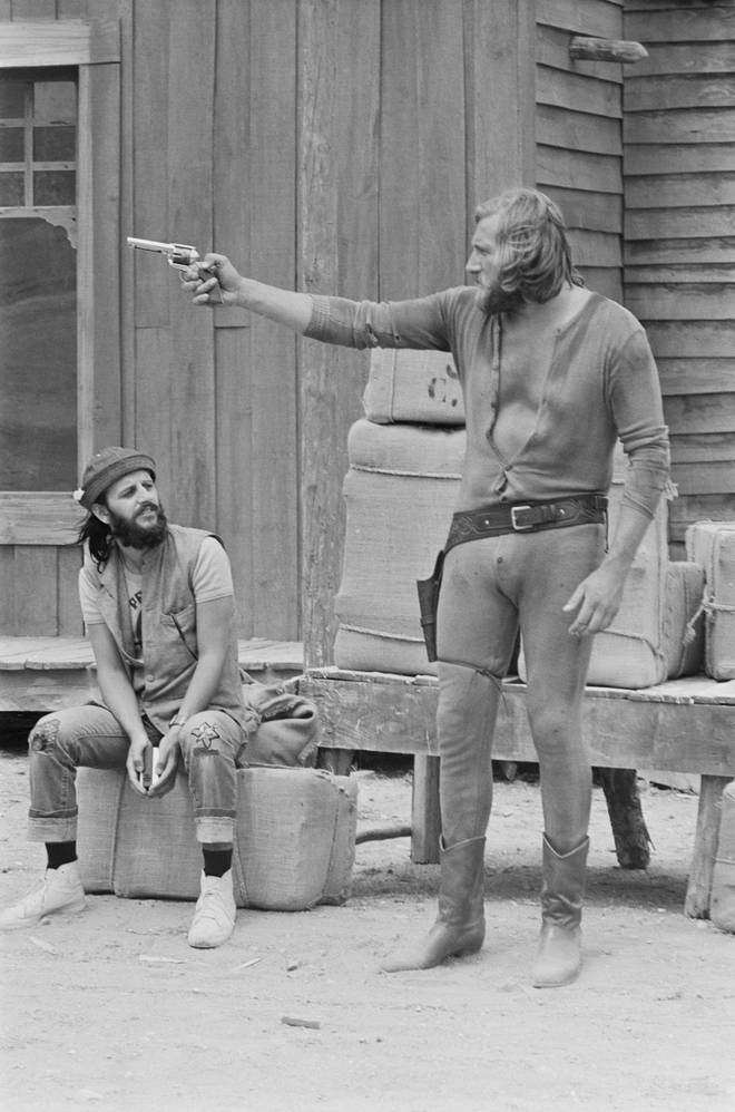 Mal Evans in the part of "Bearded Skunk Henchman" in the western Blindman, which starred Ringo Starr, July 1971.