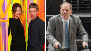Noel Gallagher and his wife Sarah MacDonald and Harvey Weinstein