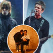 Liam and Noel Gallagher with Oasis inset