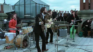 The Beatles performing live on the roof of 3, Savlle Row, 30 January 1969