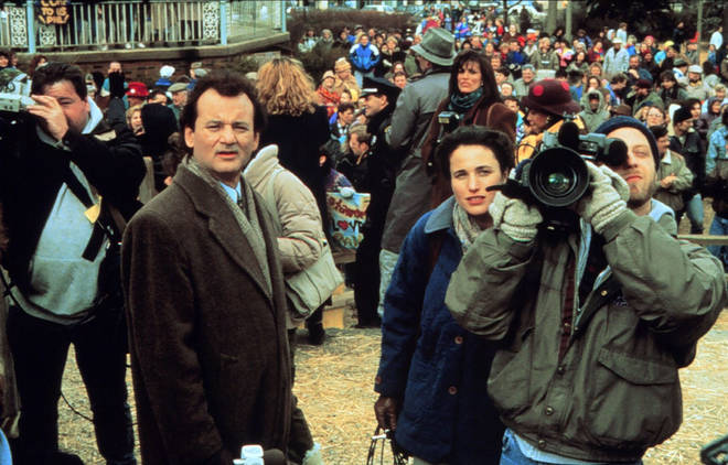 Bill Murray, Andie MacDowell and Chris Elliott in Groundhog Day (1993)
