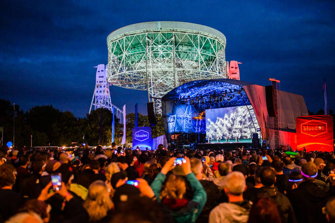 Bluedot Festival takes place in the shadow of the Lovell Telescope at Jodrell Bank, Cheshire