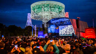 Bluedot Festival takes place in the shadow of the Lovell Telescope at Jodrell Bank, Cheshire