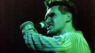 Morrissey of The Smiths performs on stage at Brixton Academy in 1986