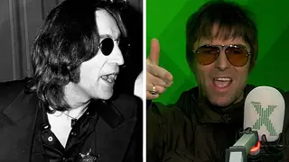 John Lennon in 1974 and Liam Gallagher in the Radio X studios in February 2022