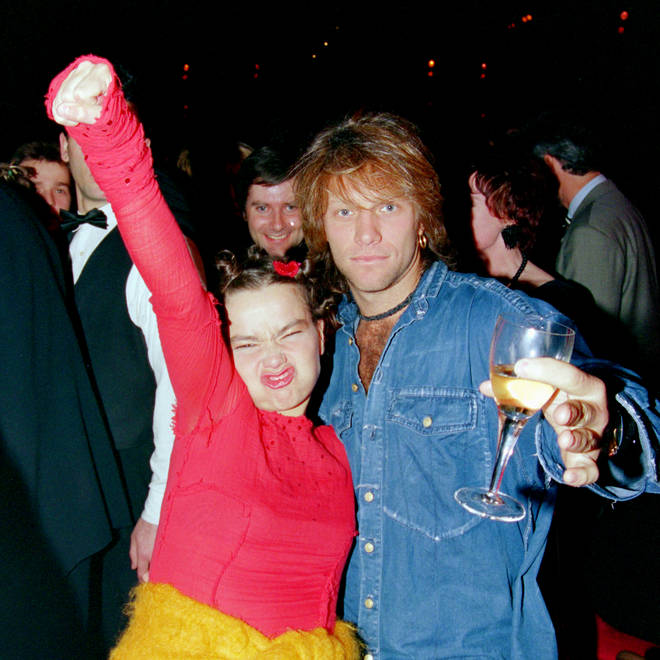 Jon Bon Jovi and Björk at the BRIT Awards afterparty, 14 February 1994