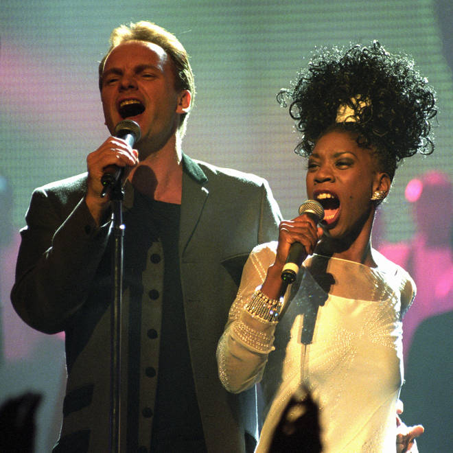 Sting and Heather Small of M People at the BRIT Awards, 1995