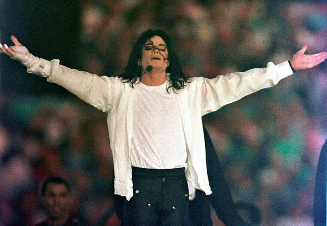 Michael Jackson performs during the halftime show at the NFL's Super Bowl XXVII