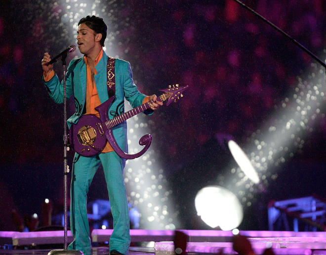 Prince performs at halftime of Super Bowl XLI in Miami, Florida, on Sunday, February 4, 2007.