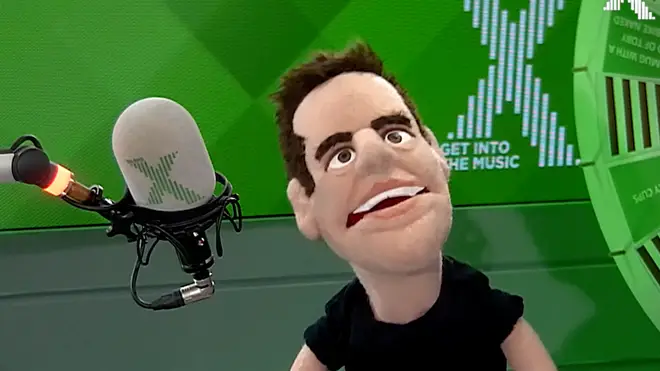 A Chris Moyles puppet sings Dominick the Donkey