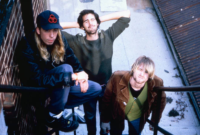 Kurt Cobain, Dave Grohl and Krist Novoselic in 1991