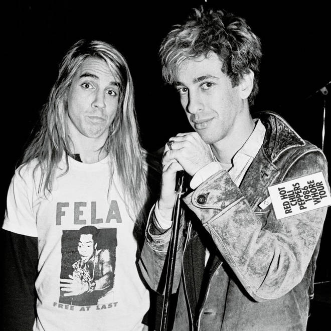 Anthony Kiedis and original Chilis guitarist Hillel Slovak pictured during a soundcheck before a sold-out performance at the Ritz, New York, New York, December 12, 1986.