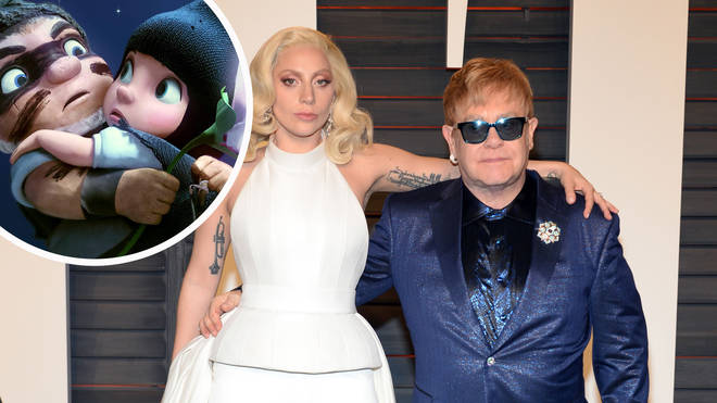 Lady Gaga and Elton John with Gnomeo & Juliet inset