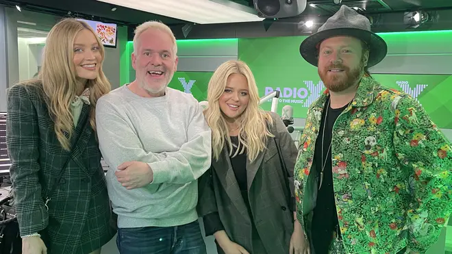 The Celebrity Juice crew join Chris Moyles: Laura Whitmore, Emily Atack and Keith Lemon