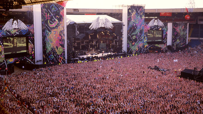 The crowd at the Freddie Mercury Tribute concert at Wembley Stadium, London, 20th April 1992.