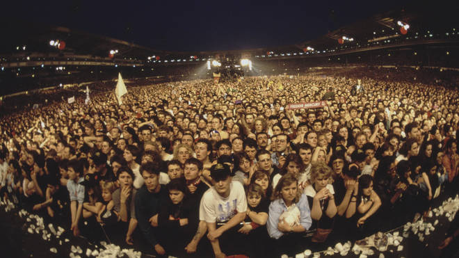 The crowd at the Freddie Mercury Tribute Concert for AIDS Awareness, at Wembley Stadium, London, 20th April 1992.