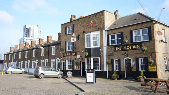 The Pilot Inn public house on the Greenwich Peninsula in south London, photographed in 2013.
