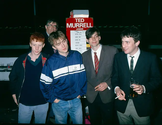 Blur at Walthamstow Stadium, 15 April 1994: Dave Rowntree, Damon Albarn, Alex James And Graham Coxon