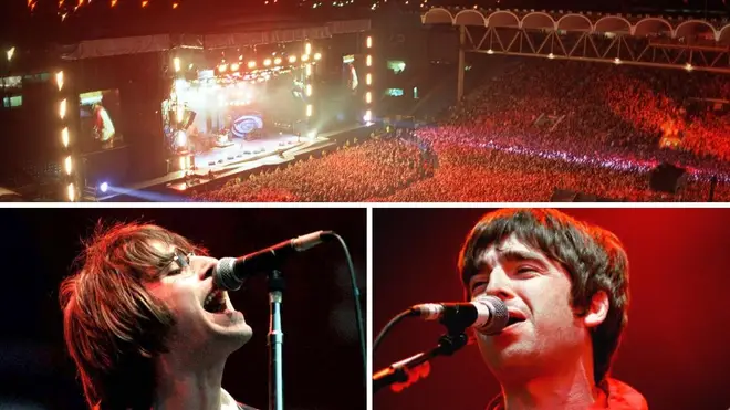 Liam and Noel Gallagher at the Oasis shows at Maine Road, April 1996