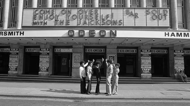 The Jacksons outside the Hammersmith Odeon, London, 1977