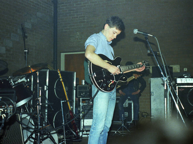 Bernard Sumner at an early gig for New Order, Bedford March 1981